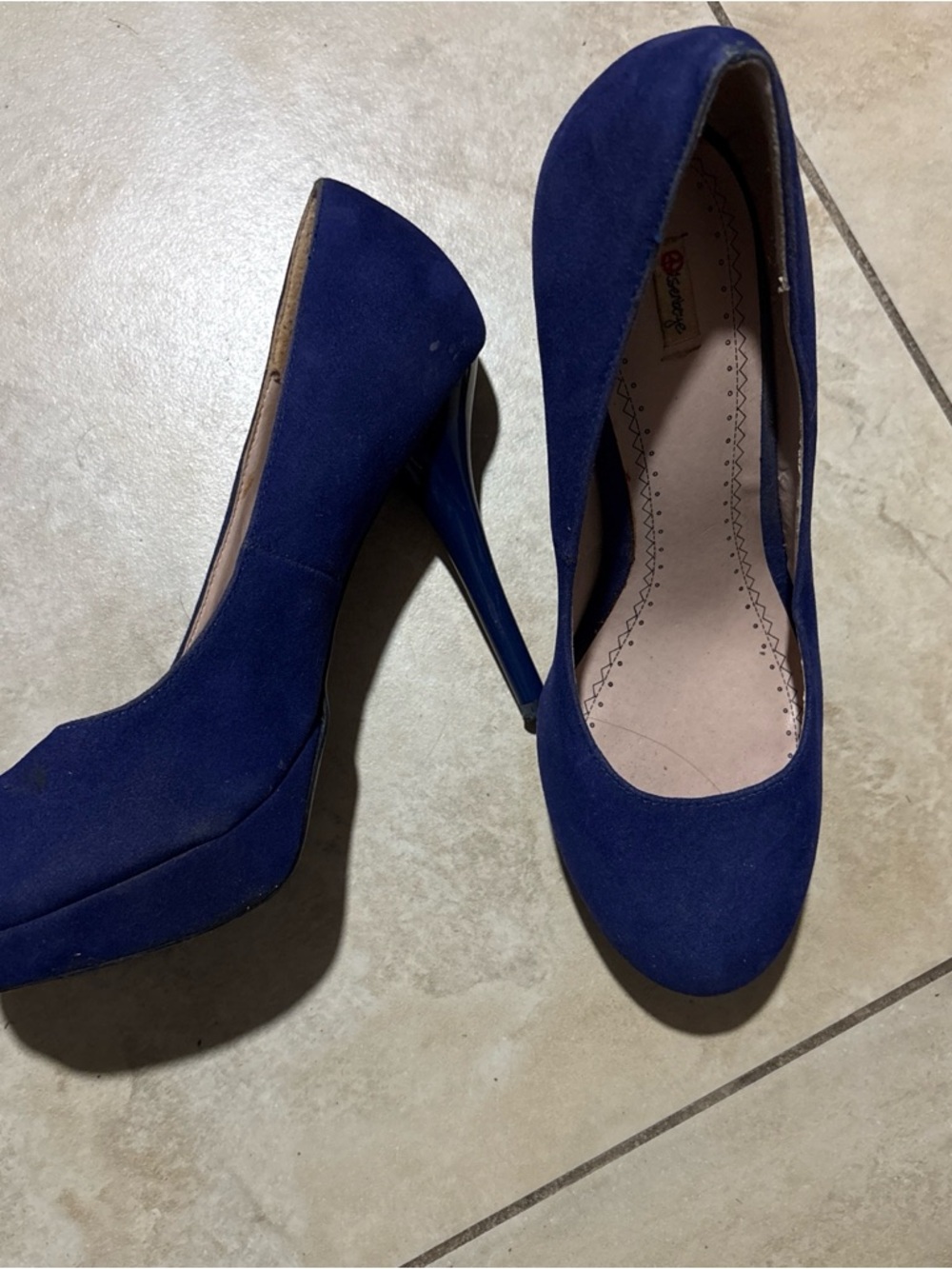 Elegant Women's Navy Blue Suede High Heels